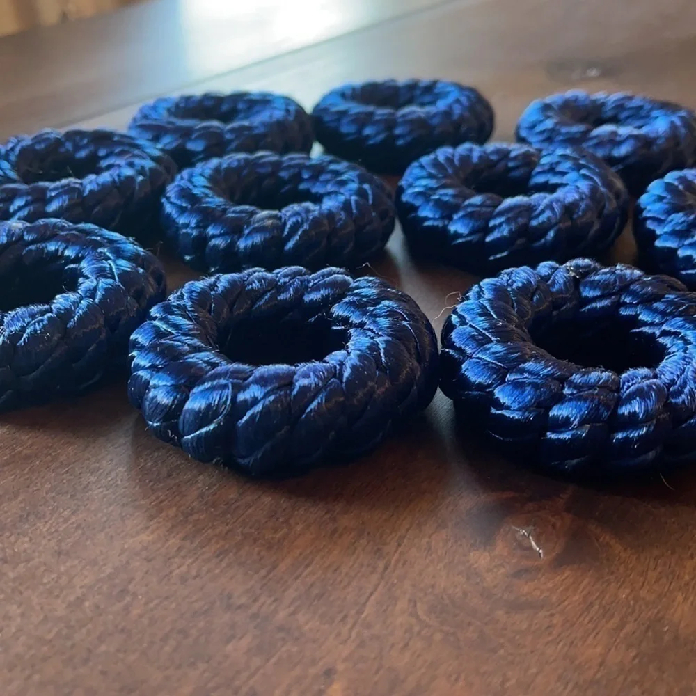 Blue Hanukkah & Holiday Napkin Holders Round Thick gorgeous Yarn